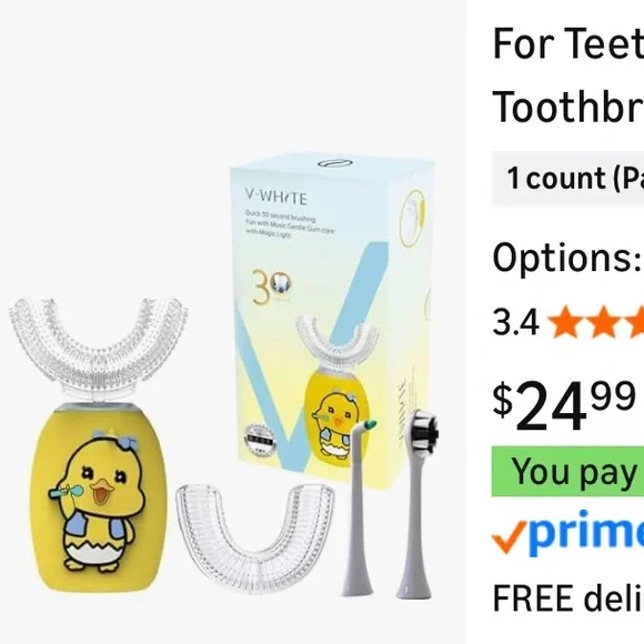 Kids Ultrasonic Electric U-Shaped Toothbrush For Teeth - 360° Mouth Cleansing - Picture 8 of 9